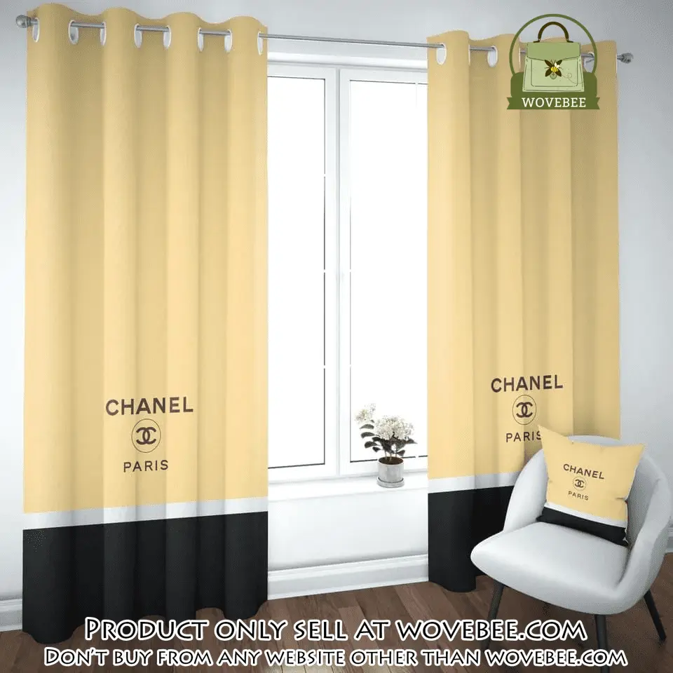 Chanel paris pastel yellow premium window curtains hot  luxury curtain wc103 wvb0522886